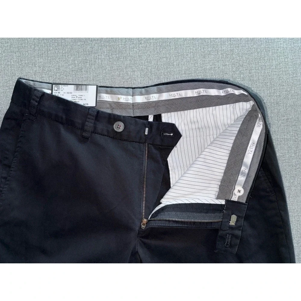 New Hiltl Parma Mens Regular Fit Trousers‎ Chino Black Size 32X32 48